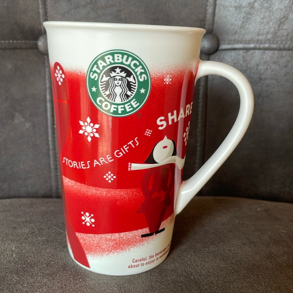 STARBUCKS 2010 Coffee Mug Christmas Holiday Bone China Grande Cup 16-ounce